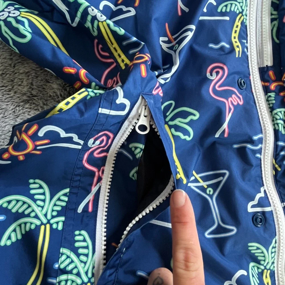 Chubbies Swim Jacket Oversized Medium Neon Y2K Flamingo Full Zip Beach 16775